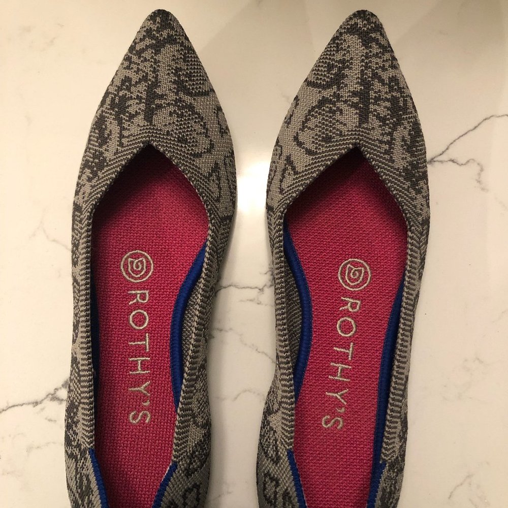 Rothy’s 'The Point' Limited Edition in Gray Stone Snake Skin, Size 5.5